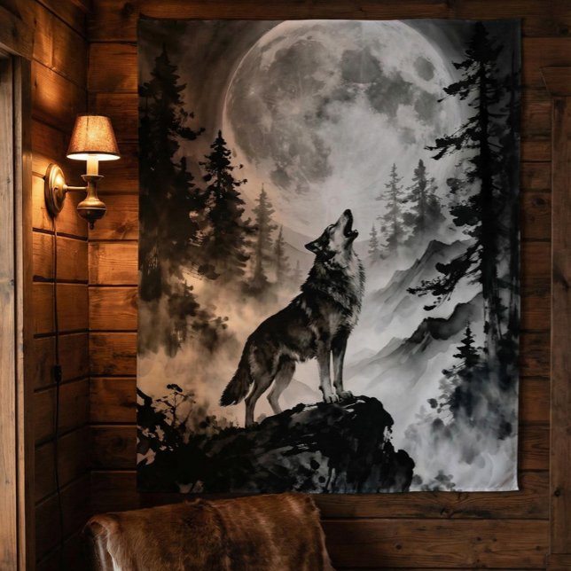 Tapiz Wolf Howling at Moon Tapestry | Dark Forest (Subido por el creador)