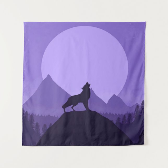 Tapiz Wolves Howling Moon | Regalo ideal para el cumplea (Anverso)