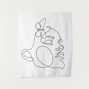 Tapiz Woman Face Line Art