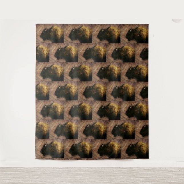 Tapiz Wood Bison Buffalo (Anverso)