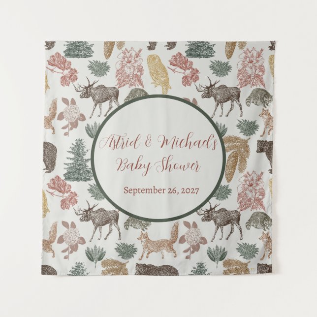 Tapiz Woodland Animal Baby Shower (Anverso)