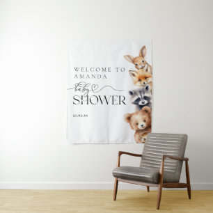 Tapiz Woodland Animals Baby Shower moderno