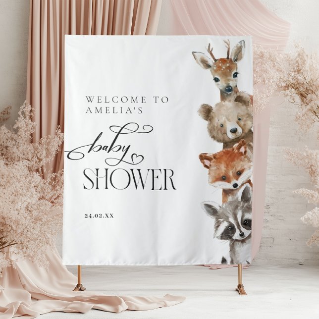 Tapiz Woodland Animals Baby Shower Neutral moderno (Subido por el creador)
