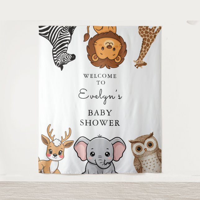 Tapiz Woodland Forest Animals Baby Shower (Anverso)