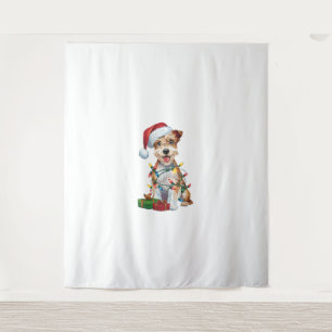 Tapiz Xmas alumbrando Navidades de perro de Santa Silky 