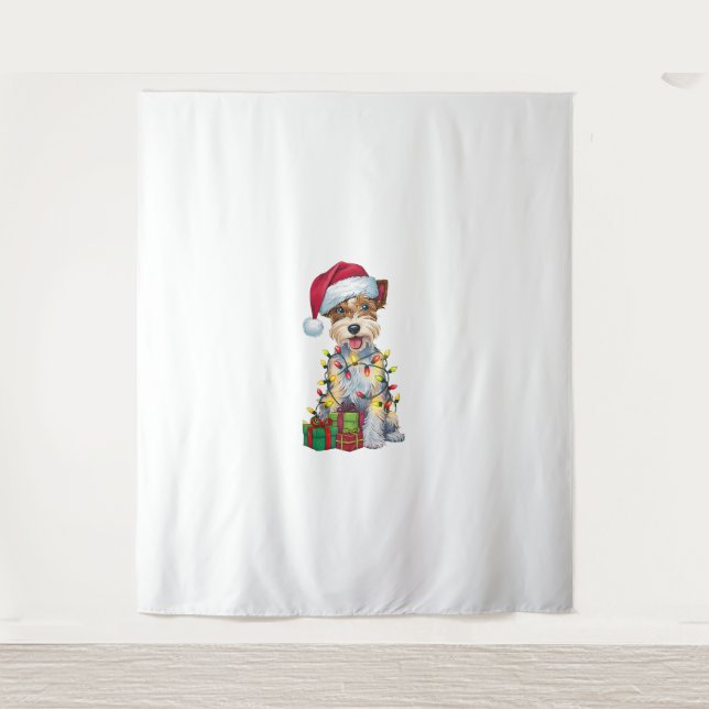 Tapiz Xmas alumbrando Navidades de perro de Santa Silky  (Anverso)