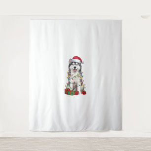 Tapiz Xmas Iluminación Santa Hat Agua Irlandesa Perro Es