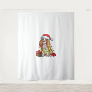 Tapiz Xmas Iluminación Santa Hat Inglés Coonhound Dog Ch