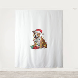 Tapiz Xmas Iluminación Santa Staffordshire Bull Terrier