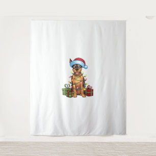 Tapiz Xmas Iluminando Santa Hat German Pinscher Perro Cr