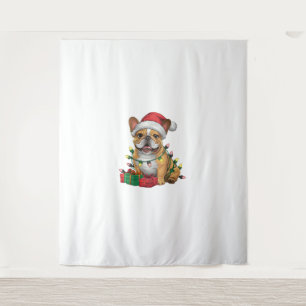 Tapiz Xmas Iluminando Santa Hat Navidades de Bulldog en