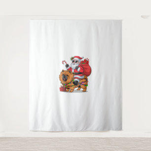 Tapiz Xmas iluminando Santa Riding Chow Chow Perg Chr