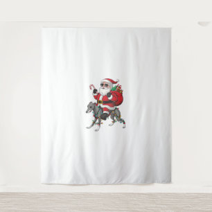 Tapiz Xmas Iluminando Santa Riding Perro de Greyhound C 