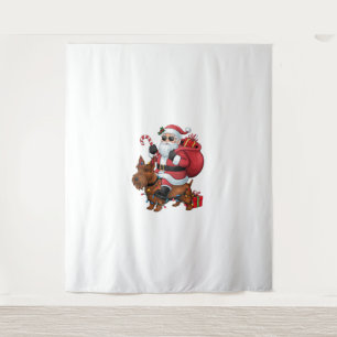 Tapiz Xmas Iluminando Santa Riding Scottish Terrier Dog