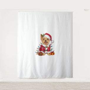 Tapiz Xmas Iluminando Santa Yorkshire Terrier Dog Christ