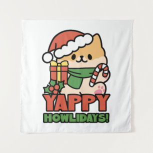 Tapiz Yappy Howlidays - Personalizado de perros Navidade