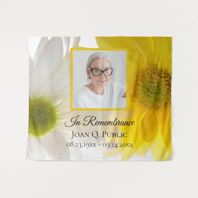 Tapiz Yellow and White Daisies Funeral Memorial (Anverso (horizontal))