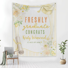 Tapiz Yellow Lemons and Flowers Graduation Tapestry