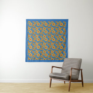 Tapiz Yellow Orange Flowers Pattern