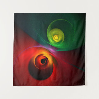Tapiz Yin Verde Rojo Yang Patrón de arte abstracto moder