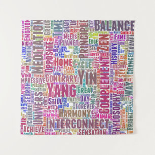 Tapiz Yin Yan Nuage de Mots Textos Interconexión