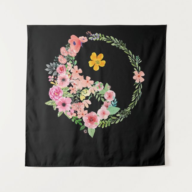 Tapiz Yin Yang Floral (Anverso)