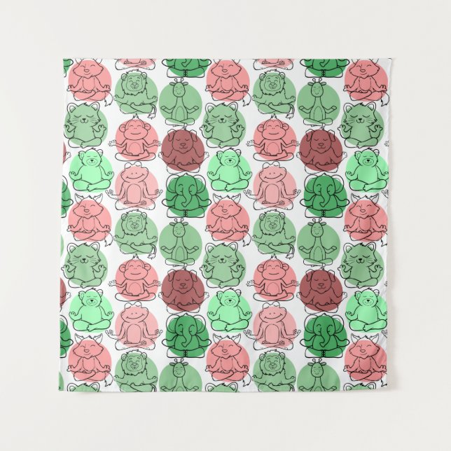 Tapiz Yoga poses pattern | Yoga seamless pattern 18 (Anverso)