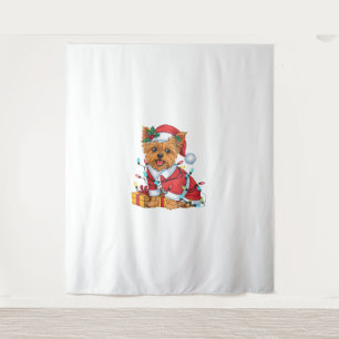 Tapiz Yorkie Xmas iluminando a Navidades de perros de Sa