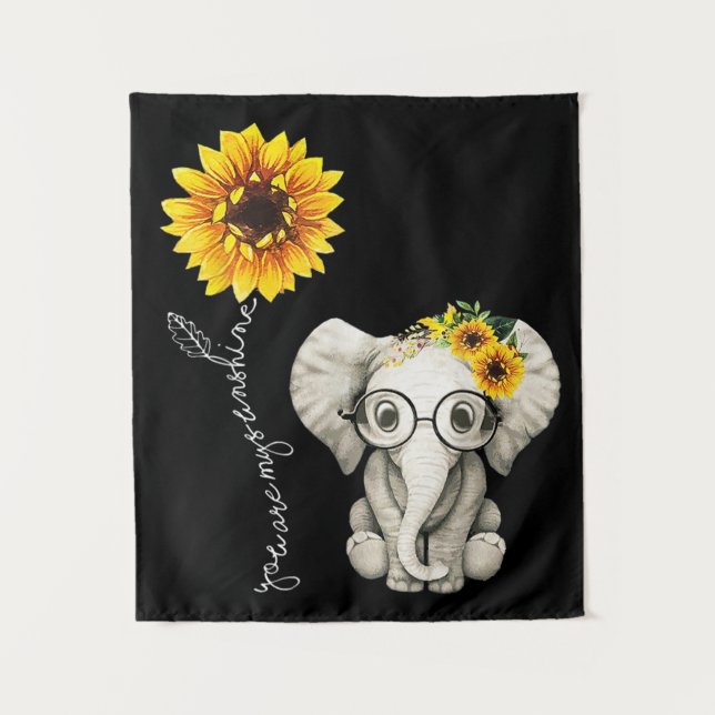 Tapiz You Are My Sunshine Hippie Sunflower Elephant (Anverso)