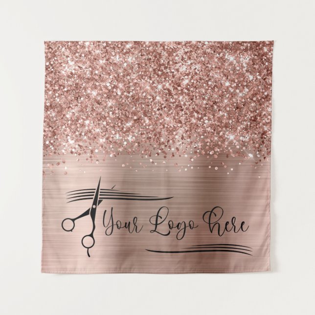 Tapiz Your Logo Glittery Rose Gold Glam (Anverso)