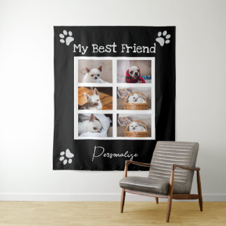 Tapiz Your pet dog custom photo collage best friend name