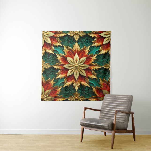 Tapiz Yuletide Opulence: Hilos de oro de Navidades (In situ (horizontal))