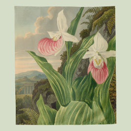 Tapiz Zapatilla de Dama Rosa Orquídea Floral Vintage Bot