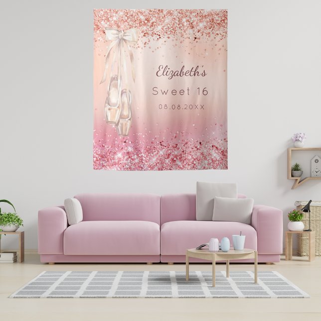 Tapiz Zapatos de bailarina de purpurina rosa oro rosado  (Subido por el creador)