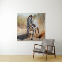 Zebra en el salvaje y dramático arte de la puesta 