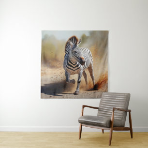 Tapiz Zebra en el salvaje y dramático arte de la puesta