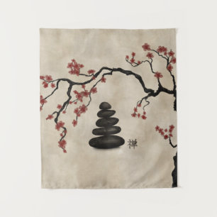 Tapiz Zen piedras Sakura Árbol