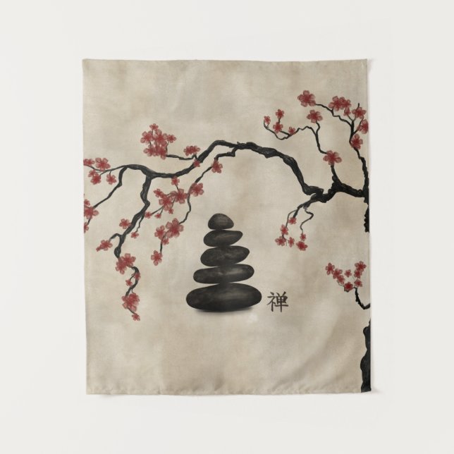 Tapiz Zen piedras Sakura Árbol (Anverso)