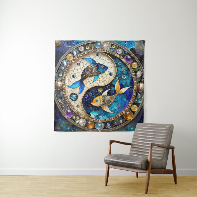Tapiz Zodiaco - Pez Piscis Yin y Yang (In situ)