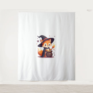 Tapiz Zorro de Brujas Cute - Tee animal mágico de Hallow