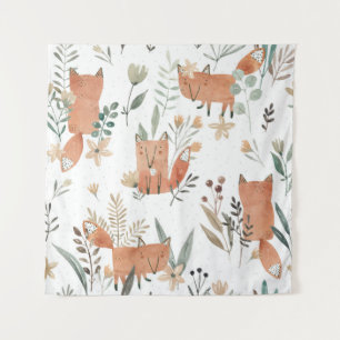 Tapiz zorros en praderas: sin foco acuarela