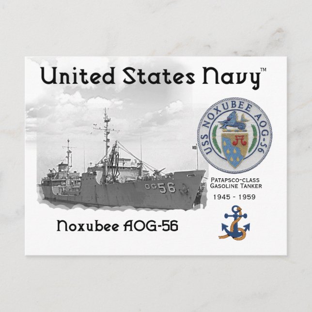 TAPÓN DE GASOLINA NOXUBEE AOG-56 DE USS - POSTAL (Anverso)