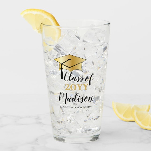 Tapón de graduación - Tassel Black Gold Class de 2 (Anverso (hielo))