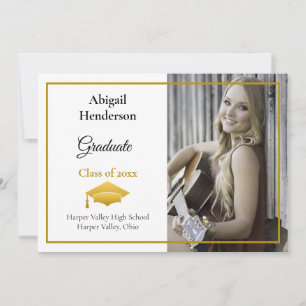 Tapón de oro y foto de Invitación de graduación