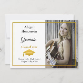 Tapón de oro y foto de Invitación de graduación