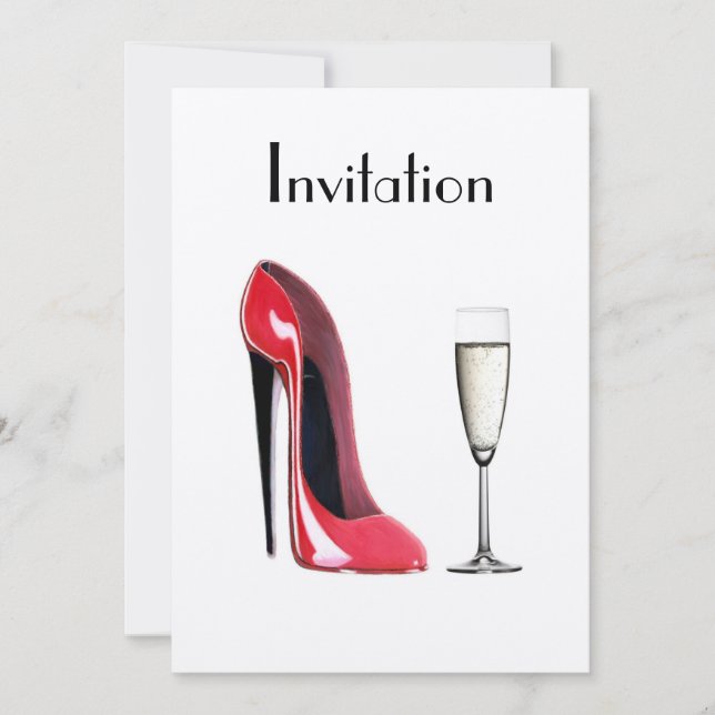 Tapón rojo y champán invitación (Anverso)