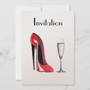 Tapón rojo y champán invitación