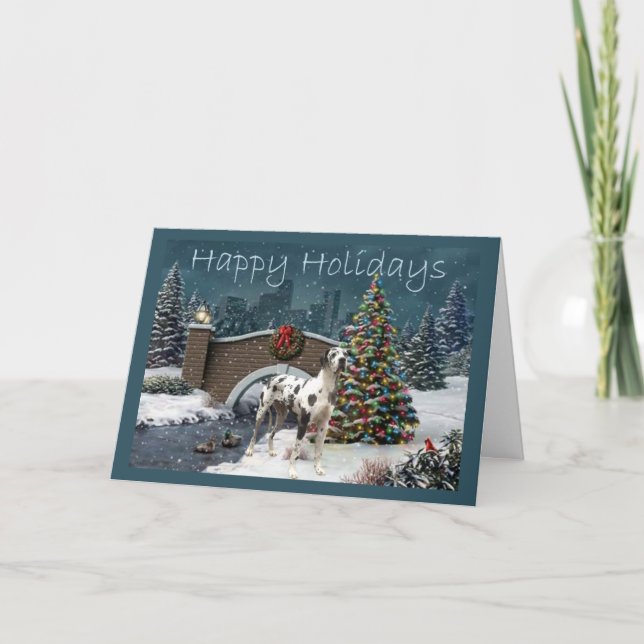 Tarde de la tarjeta de Navidad de great dane (Anverso)