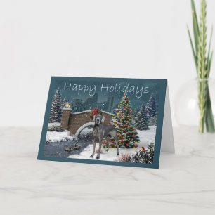 Tarde de la tarjeta de Navidad de great dane