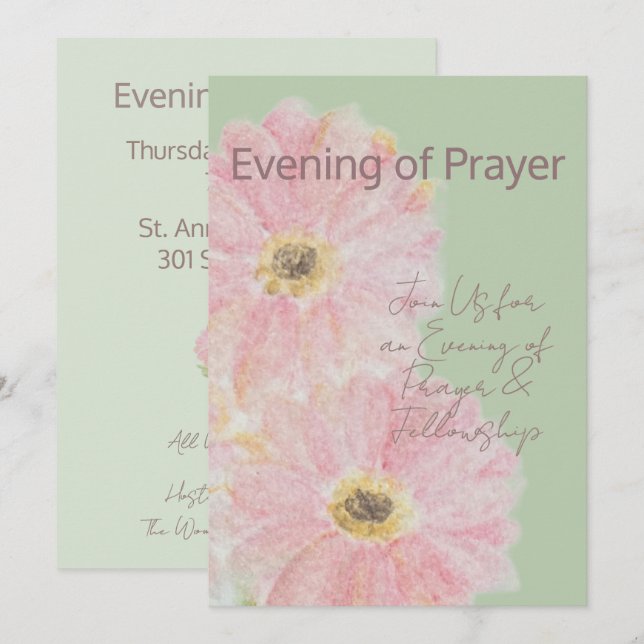 Tarde de Oración | Invitación plana de margarita G (Anverso / Reverso)